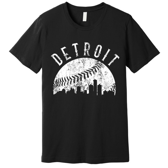 Vintage Detroit Michigan Skyline Apparel Premium T-Shirt