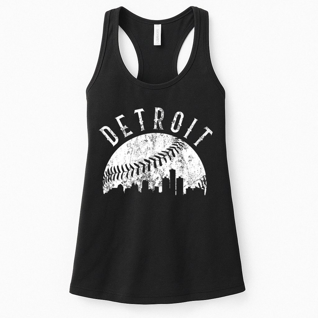 Vintage Detroit Michigan Skyline Apparel Womens Tank Top