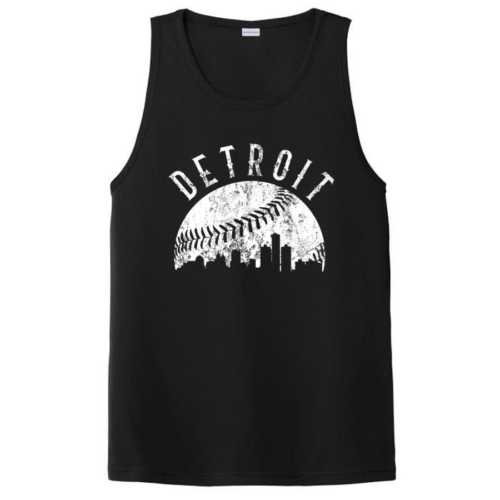 Vintage Detroit Michigan Skyline Apparel PosiCharge Competitor Tank