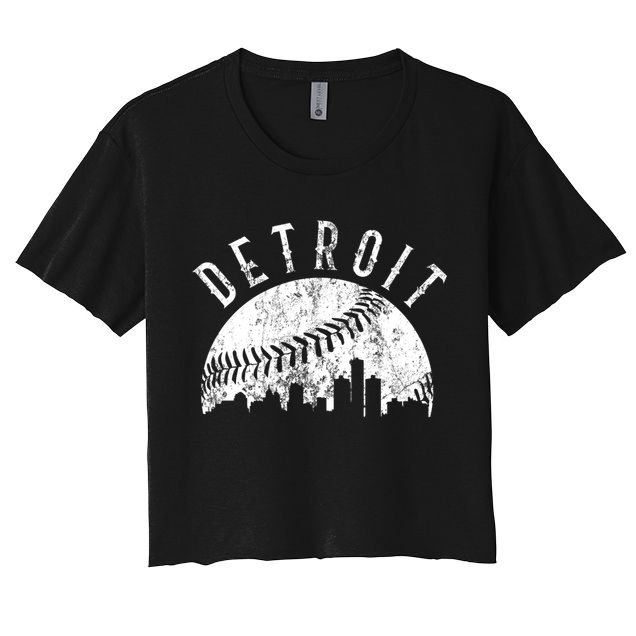 Vintage Detroit Michigan Skyline Apparel Crop Top