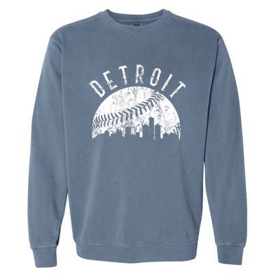 Vintage Detroit Michigan Skyline Apparel Garment-Dyed Sweatshirt