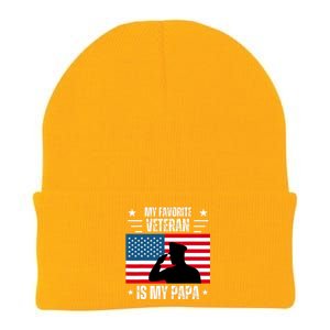 Veterans Day Military My Favorite Veteran Is My Papa Kids Knit Cap Winter Beanie