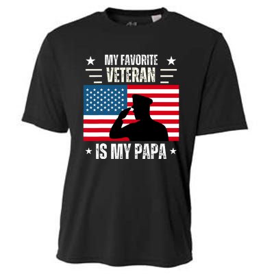 Veterans Day Military My Favorite Veteran Is My Papa Kids Cooling Performance Crew T-Shirt