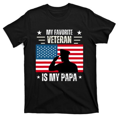 Veterans Day Military My Favorite Veteran Is My Papa Kids T-Shirt