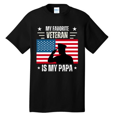 Veterans Day Military My Favorite Veteran Is My Papa Kids Tall T-Shirt