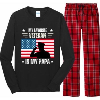 Veterans Day Military My Favorite Veteran Is My Papa Kids Long Sleeve Pajama Set