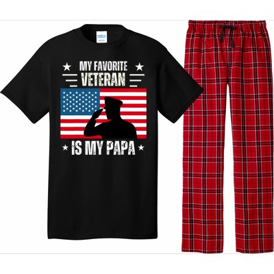 Veterans Day Military My Favorite Veteran Is My Papa Kids Pajama Set