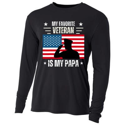 Veterans Day Military My Favorite Veteran Is My Papa Kids Cooling Performance Long Sleeve Crew