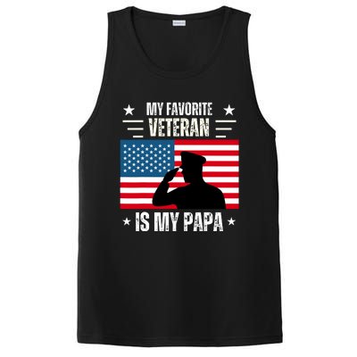 Veterans Day Military My Favorite Veteran Is My Papa Kids PosiCharge Competitor Tank