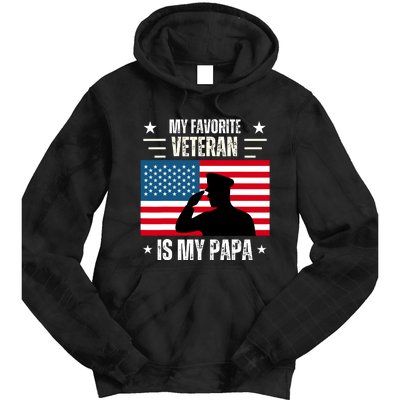 Veterans Day Military My Favorite Veteran Is My Papa Kids Tie Dye Hoodie