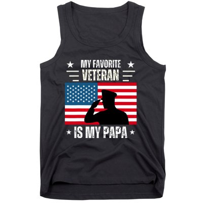 Veterans Day Military My Favorite Veteran Is My Papa Kids Tank Top