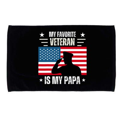 Veterans Day Military My Favorite Veteran Is My Papa Kids Microfiber Hand Towel