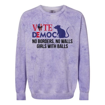 Vote Democrat No Borders No Walls Girls With Balls Colorblast Crewneck Sweatshirt