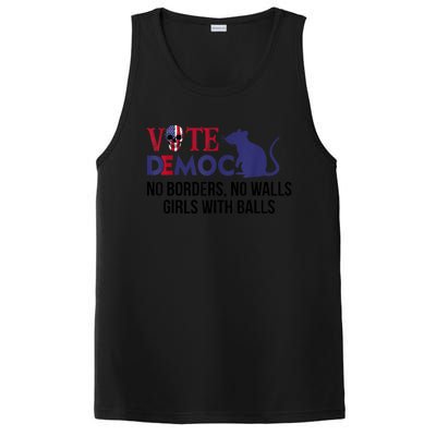 Vote Democrat No Borders No Walls Girls With Balls PosiCharge Competitor Tank