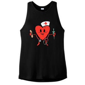 Valentines Day Nurse Heart Cute Nursing Scrub Top RN Wo Ladies PosiCharge Tri-Blend Wicking Tank