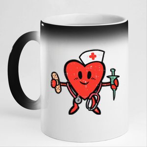 Valentines Day Nurse Heart Cute Nursing Scrub Top RN Wo 11oz Black Color Changing Mug