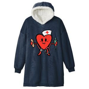 Valentines Day Nurse Heart Cute Nursing Scrub Top RN Wo Hooded Wearable Blanket