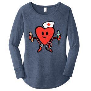 Valentines Day Nurse Heart Cute Nursing Scrub Top RN Wo Women's Perfect Tri Tunic Long Sleeve Shirt