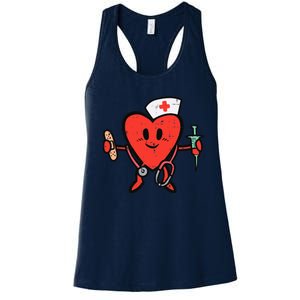 Valentines Day Nurse Heart Cute Nursing Scrub Top RN Wo Women's Racerback Tank