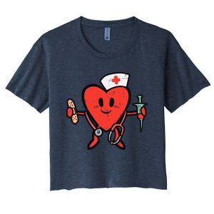 Valentines Day Nurse Heart Cute Nursing Scrub Top RN Wo Women's Crop Top Tee