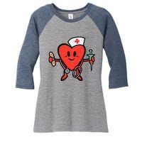 Valentines Day Nurse Heart Cute Nursing Scrub Top RN Wo Women's Tri-Blend 3/4-Sleeve Raglan Shirt