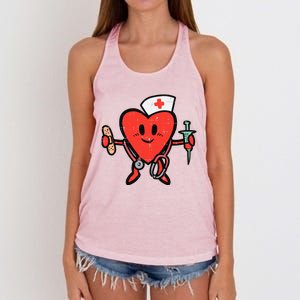 Valentines Day Nurse Heart Cute Nursing Scrub Top RN Wo Women's Knotted Racerback Tank