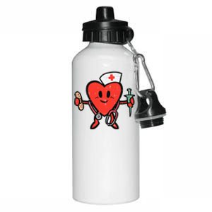 Valentines Day Nurse Heart Cute Nursing Scrub Top RN Wo Aluminum Water Bottle