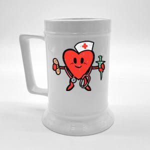 Valentines Day Nurse Heart Cute Nursing Scrub Top RN Wo Beer Stein