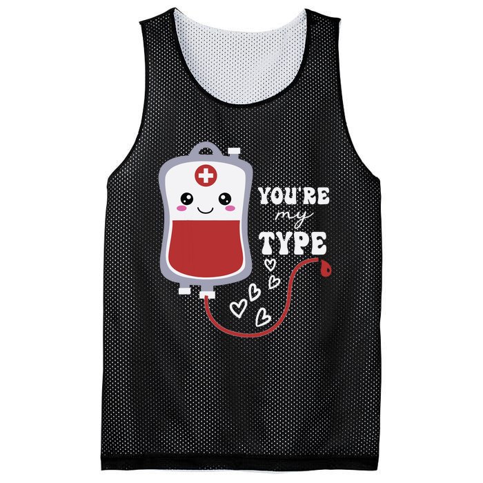 Valentines Day Nurse Youre My Type Medical Pun Blood Bank Mesh Reversible Basketball Jersey Tank