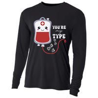 Valentines Day Nurse Youre My Type Medical Pun Blood Bank Cooling Performance Long Sleeve Crew