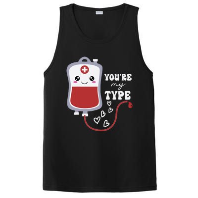 Valentines Day Nurse Youre My Type Medical Pun Blood Bank PosiCharge Competitor Tank