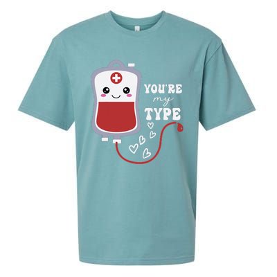 Valentines Day Nurse Youre My Type Medical Pun Blood Bank Sueded Cloud Jersey T-Shirt