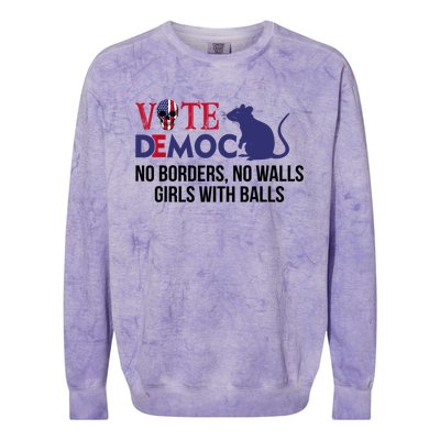 Vote Democrat No Borders No Walls Girls With Balls Colorblast Crewneck Sweatshirt