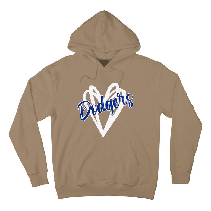 Vintage Dodgers Name Distressed Hearts Dodgers Gifts Ideas Hoodie