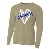 Vintage Dodgers Name Distressed Hearts Dodgers Gifts Ideas Cooling Performance Long Sleeve Crew