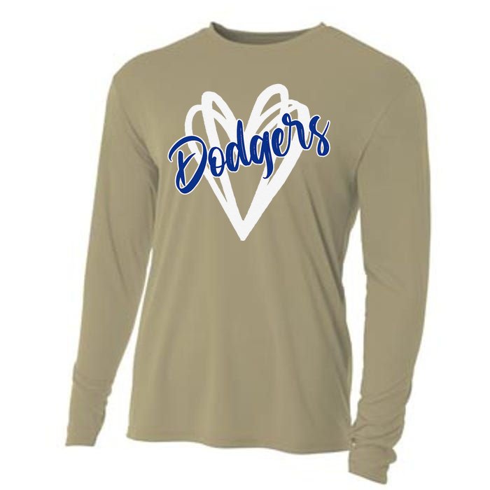 Vintage Dodgers Name Distressed Hearts Dodgers Gifts Ideas Cooling Performance Long Sleeve Crew