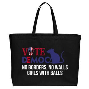 Vote Democrat No Borders No Walls Girls With Balls Cotton Canvas Jumbo Tote