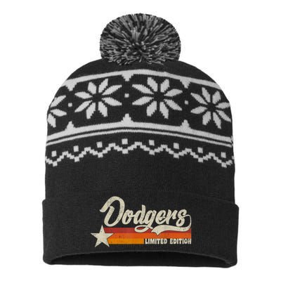 Vintage Dodgers Name Throwback Retro Gift Boy Girl USA-Made Snowflake Beanie