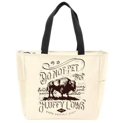 Vintage Do Not Pet The Fluffy Cows American Bison Zip Tote Bag