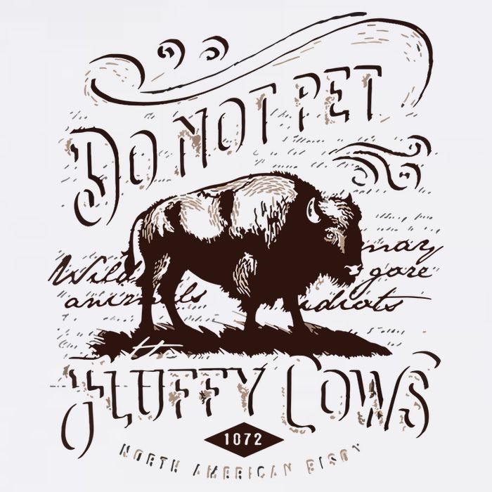 Vintage Do Not Pet The Fluffy Cows American Bison Button