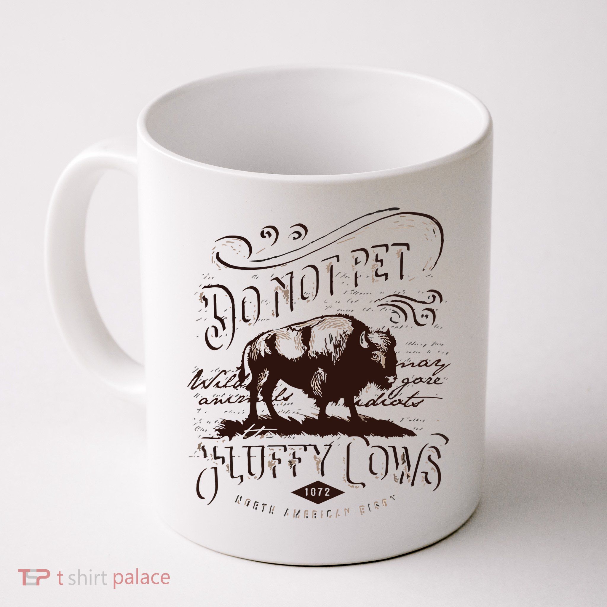 Vintage Do Not Pet The Fluffy Cows American Bison Mug