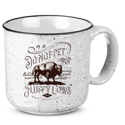 Vintage Do Not Pet The Fluffy Cows American Bison 15oz Campfire Ceramic Mug