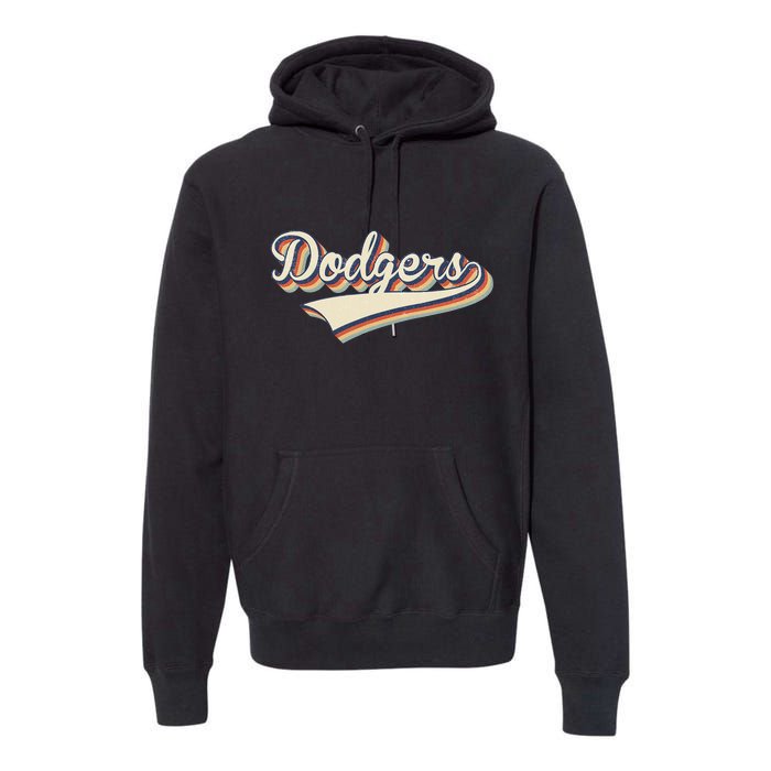 Vintage Dodgers Name Throwback Retro Apparel Gift Men Women Premium Hoodie