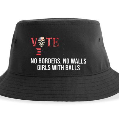Vote Democrat No Borders No Walls Girl With Balls  Sustainable Bucket Hat