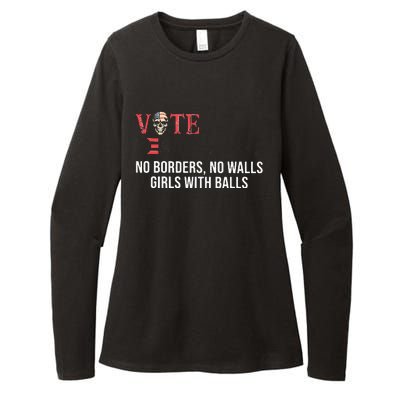 Vote Democrat No Borders No Walls Girl With Balls  Womens CVC Long Sleeve Shirt