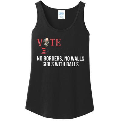 Vote Democrat No Borders No Walls Girl With Balls  Ladies Essential Tank