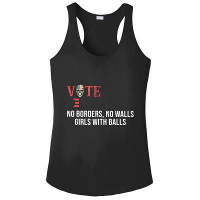 Vote Democrat No Borders No Walls Girl With Balls  Ladies PosiCharge Competitor Racerback Tank