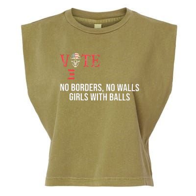 Vote Democrat No Borders No Walls Girl With Balls  Garment-Dyed Women's Muscle Tee