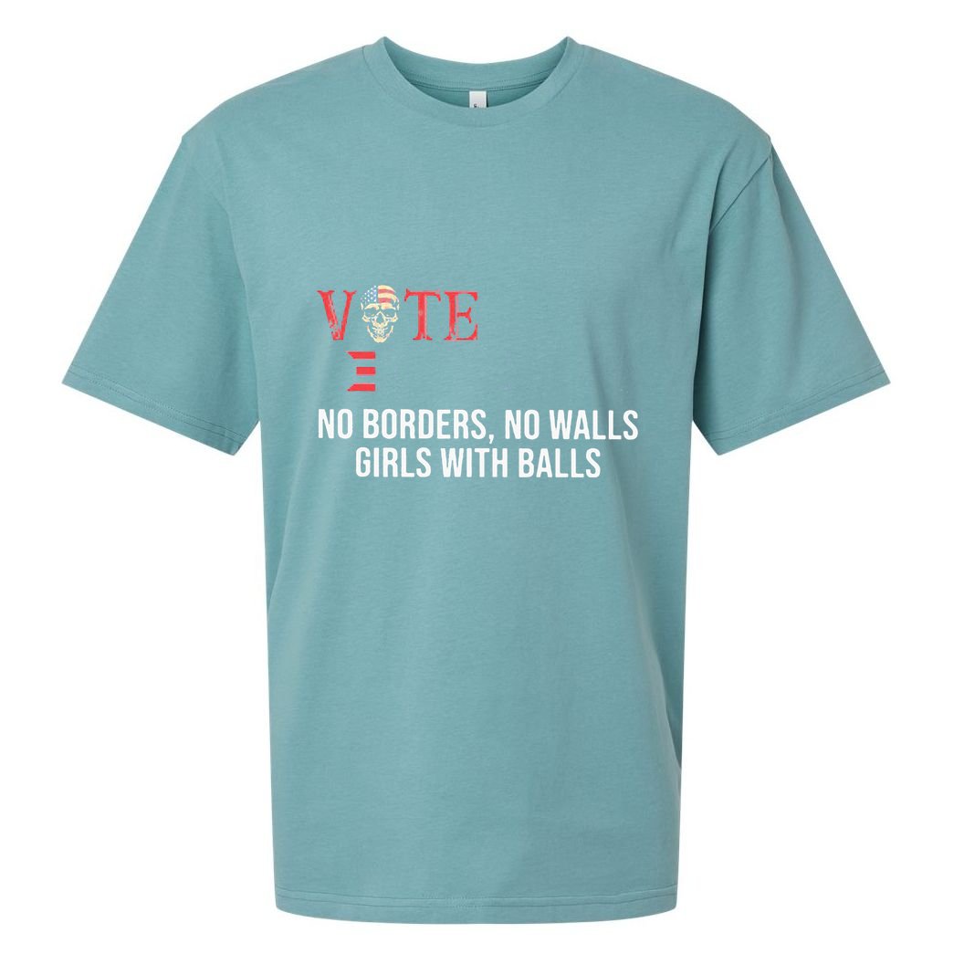 Vote Democrat No Borders No Walls Girl With Balls  Sueded Cloud Jersey T-Shirt
