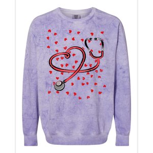 Valentines Day Nurse Stethoscope Hearts Colorblast Crewneck Sweatshirt